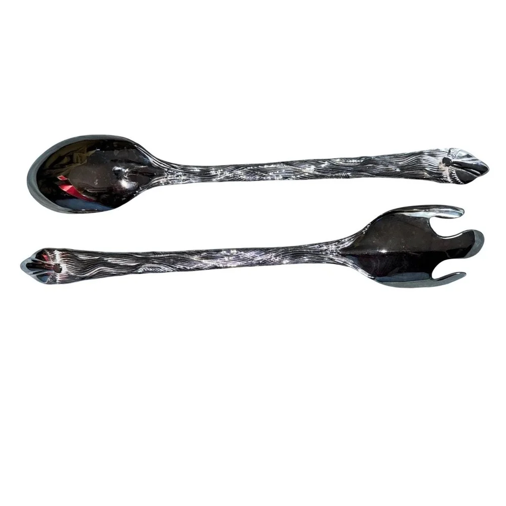 Vintage 1995 International Silver Co. Silverplated Santa Claus Spoon & Fork Set